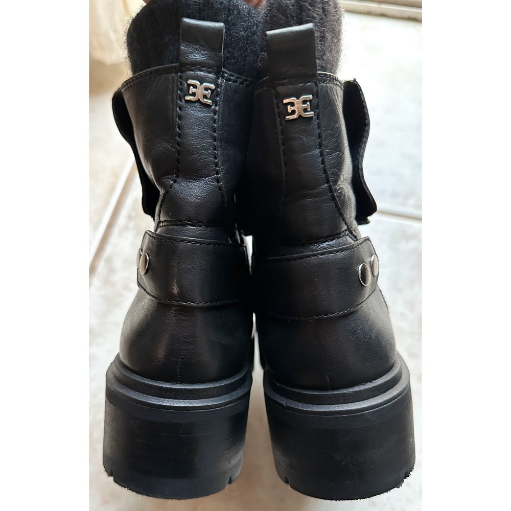 Sam Edelman Linds Zipper Chelsea Boot Black Leather Booties Chunky Lug Sole 9‎ - Picture 7 of 10